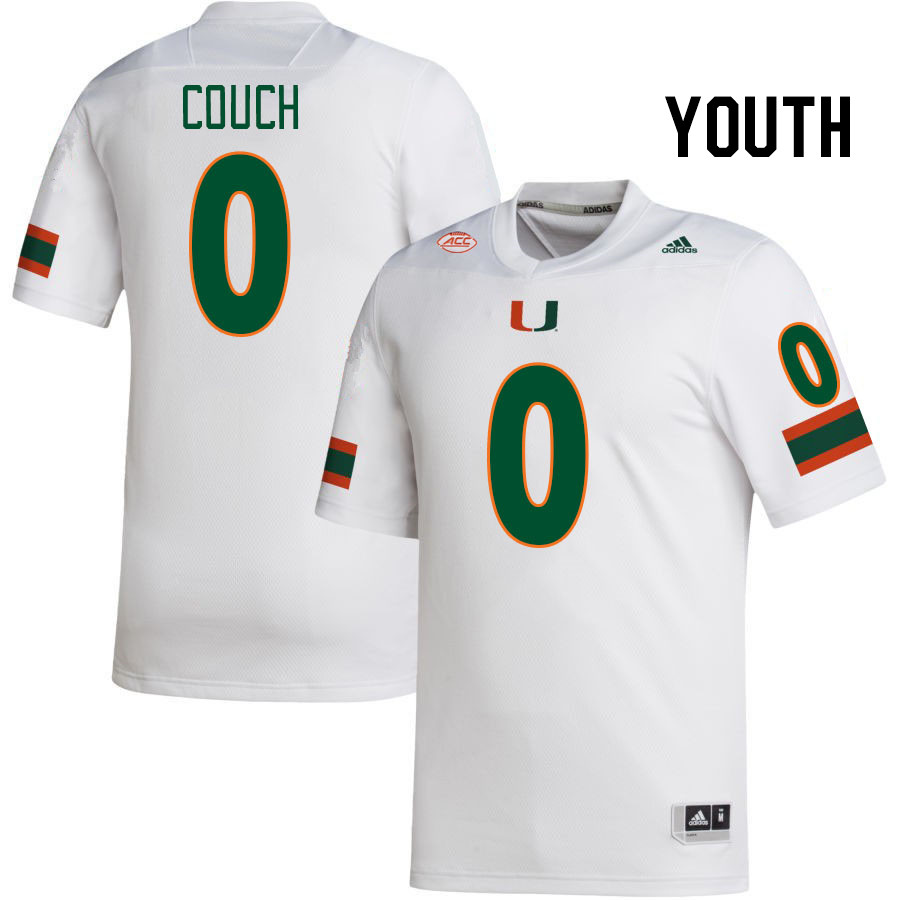 Youth #0 Te'Cory Couch Miami Hurricanes College Football Jerseys Stitched-White
